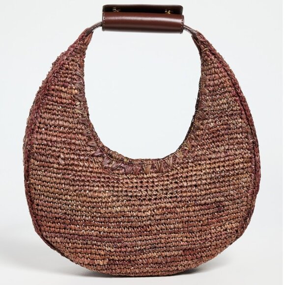NWT STAUD Moon Raffia Bag, Mahogany - Picture 1 of 11